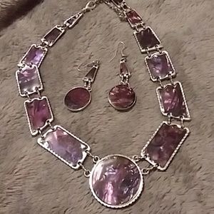 Purple necklace and earrings set